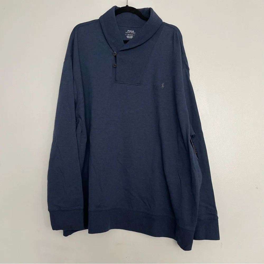 Polo Ralph Lauren Navy Luxury Jersey Shawl-Collar Pullover Sweater Size 3XB